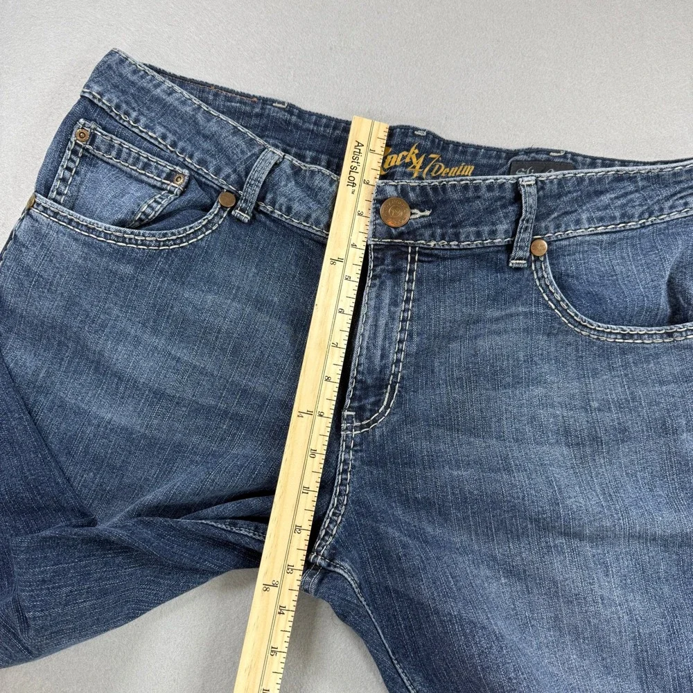 Wrangler Rock 47 Denim Jeans Mens 38x30 Blue Medium Wash Slim Bootcut Cowboy
